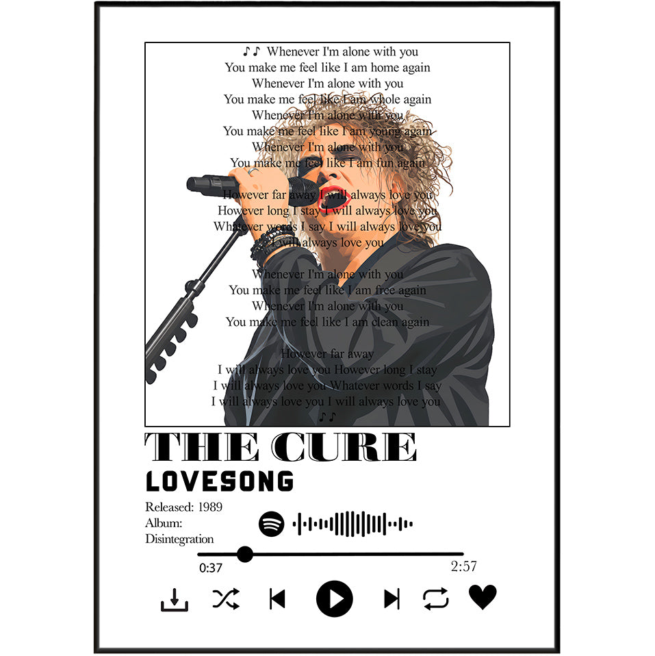 The Cure Lovesong song lyric print wall art by 98types