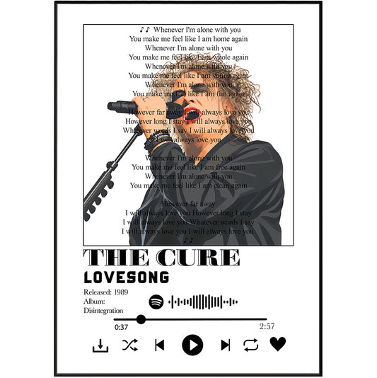 The Cure Lovesong song lyric print poster UK – 98types