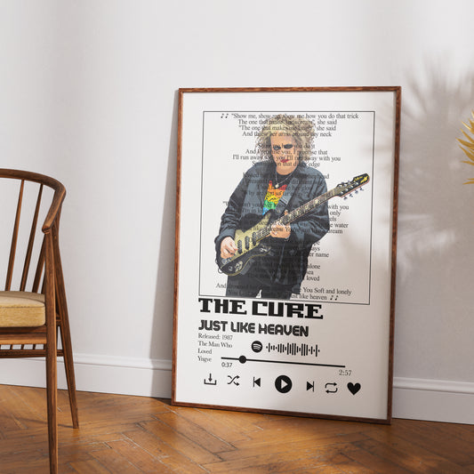 The Cure Just Like Heaven song lyric print wall art by 98types