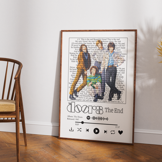The Doors The End song lyric print UK — Jim Morrison psychedelic rock 1967 Apocalypse Now wall art 260gsm printed in England Camden Market