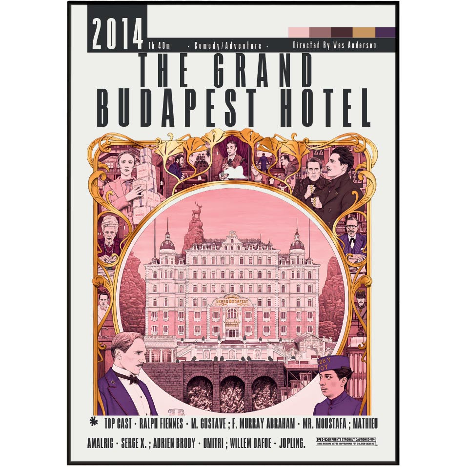 The Grand Budapest Hotel Wes Anderson film poster art print UK