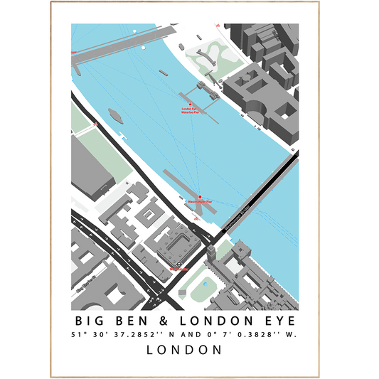 Big Ben & London Eye Maps - 98typesUK Maps