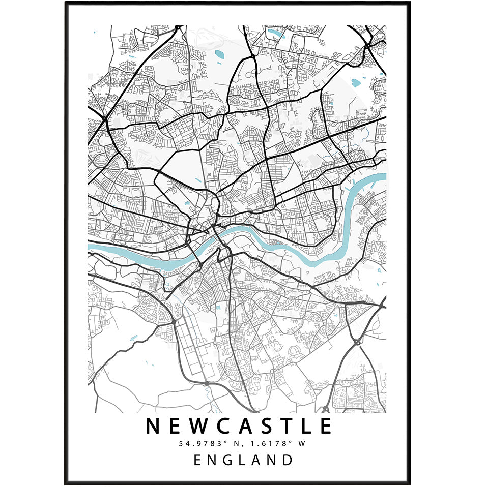 NEWCASTLE City Map Print - 98typesUK Maps
