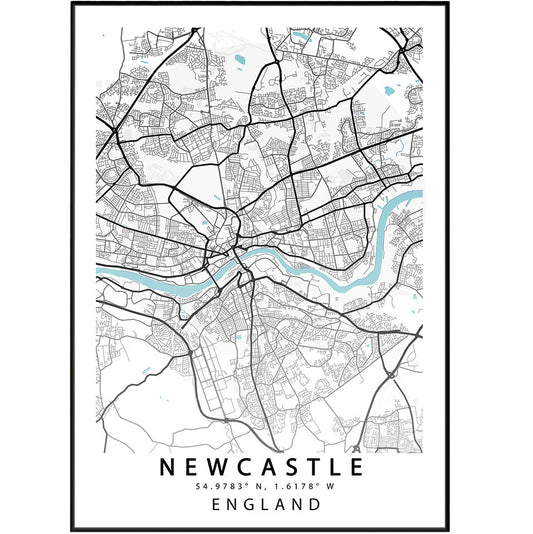 NEWCASTLE City Map Print - 98typesUK Maps