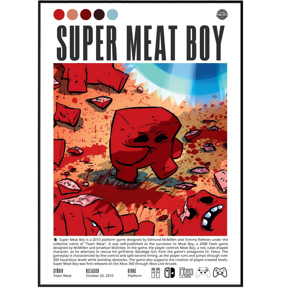 Game/meat Poster Super Meat Boy (2010) Poster | Team Meat Wall Art Print UK - 98 Types ...