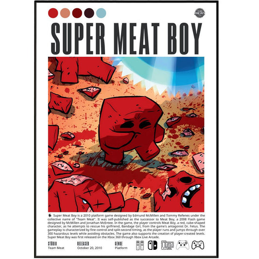 Super Meat Boy Video Games Prints - 98typesVideo Games