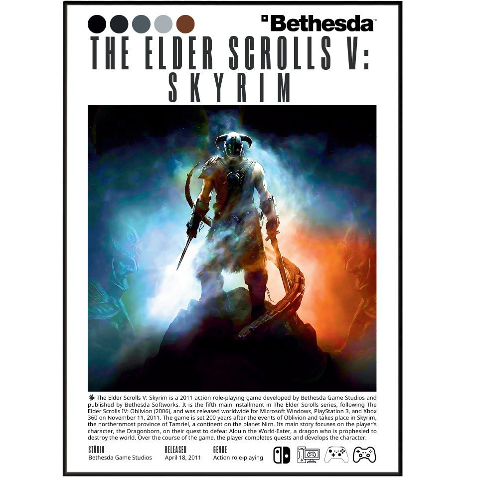 The Elder Scrolls V Skyrim Video Game Prints - 98typesVideo Games