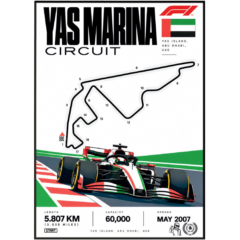 Yas Marina Abu Dhabi Grand Prix F1 track poster by 98types