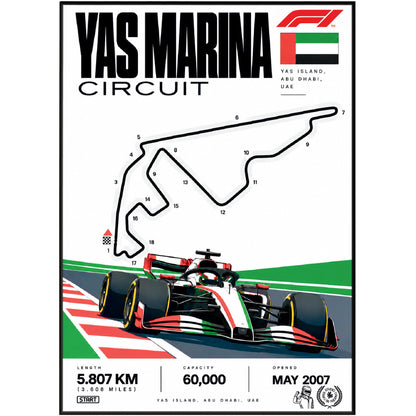 Yas Marina Abu Dhabi Grand Prix F1 track poster by 98types