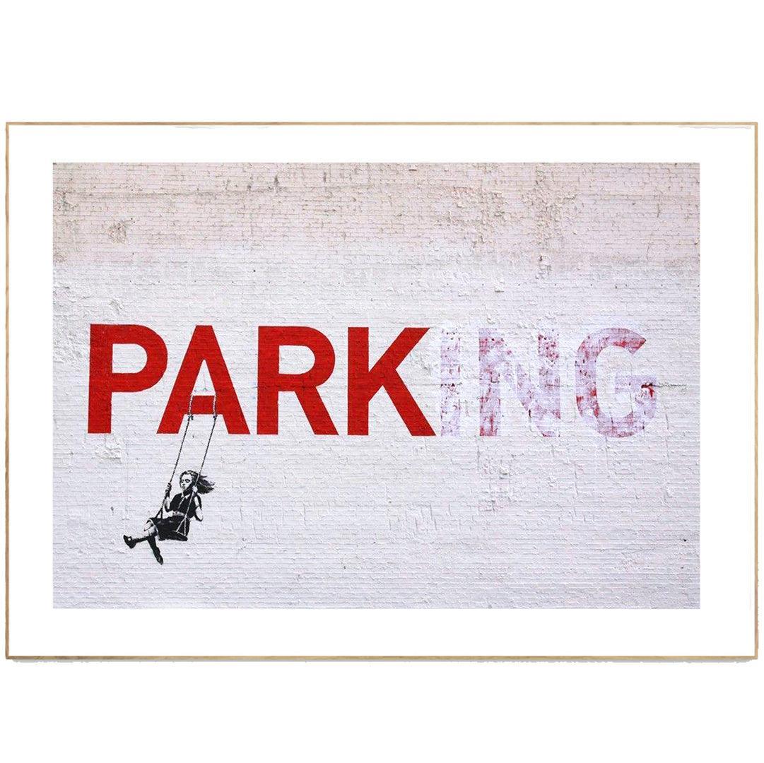 Banksy-style Parking street art poster — urban parking enforcement graffiti wall art print UK - 98types