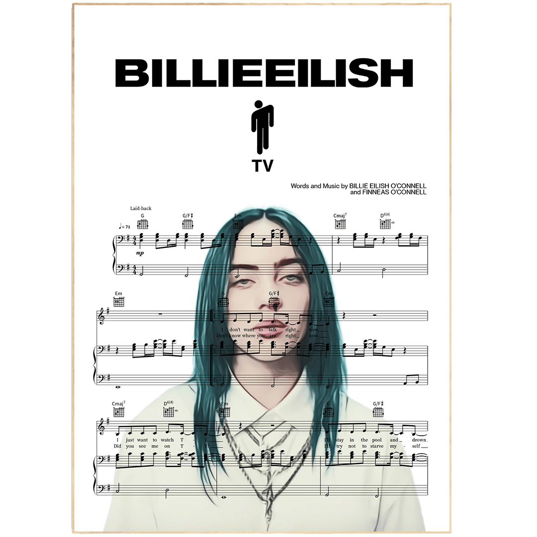 Billie Eilish TV 2022 song lyric print UK — Happier Than Ever pop wall art 260gsm archival matte Camden Market
