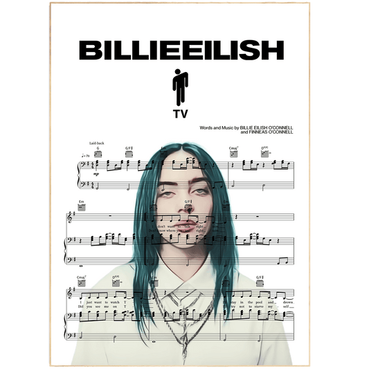 Billie Eilish TV 2022 song lyric print UK — Happier Than Ever pop wall art 260gsm archival matte Camden Market
