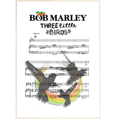 Bob Marley Three Little Birds 1977 song lyric print UK — reggae Exodus wall art 260gsm archival matte Camden Market