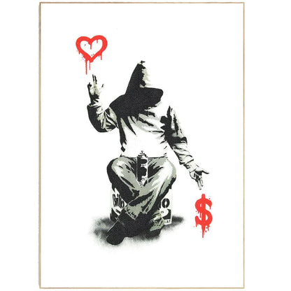 Boy Love or Money street art print — fundamental choice urban graffiti wall art print UK
