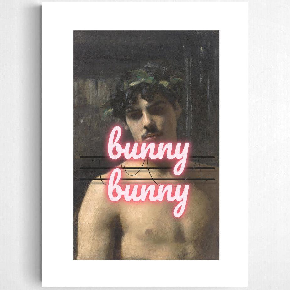 Bunny Bunny neon print — cute rabbit neon pop art wall decoration UK
