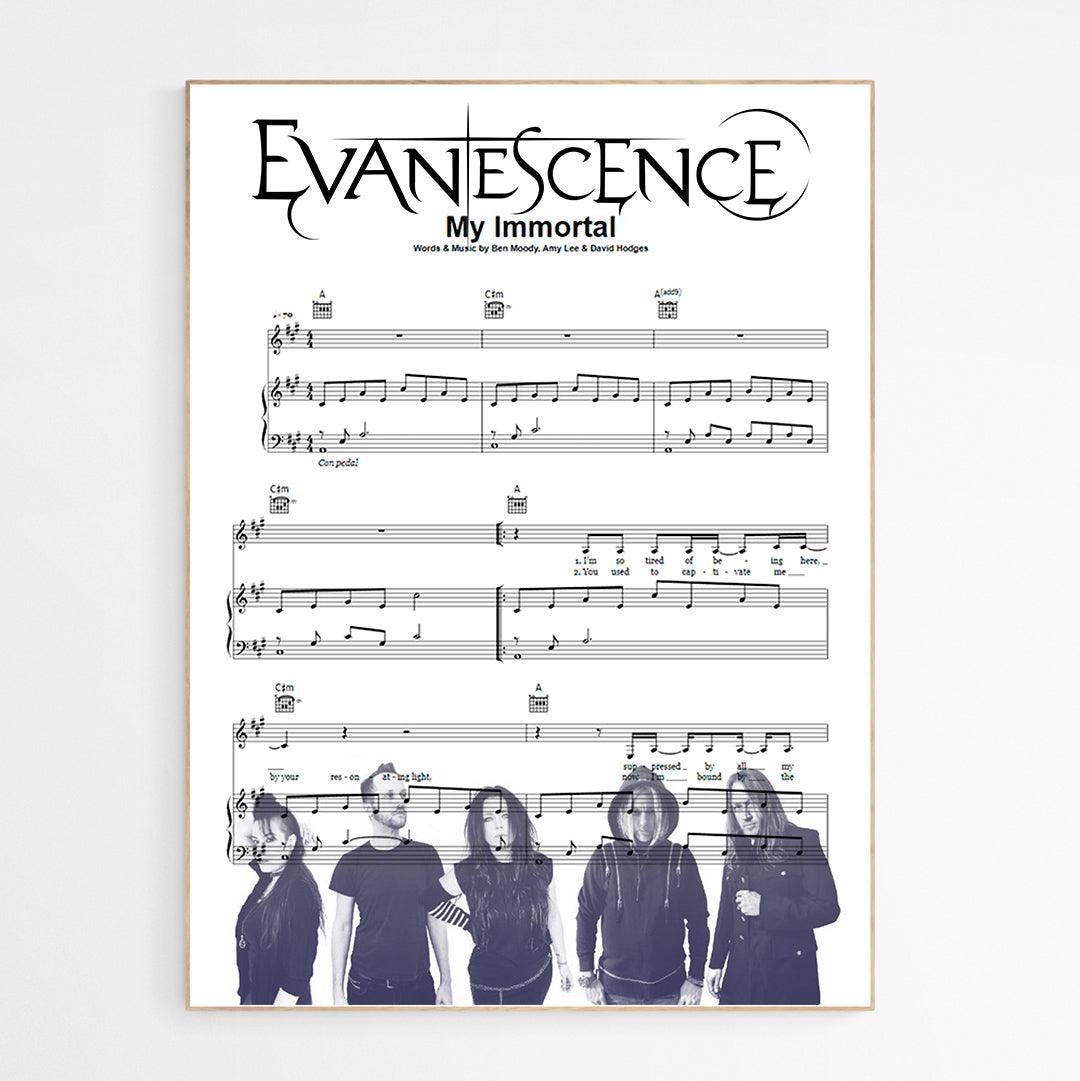 Evanescence My Immortal 2003 song lyric print UK — rock ballad wall art 260gsm archival matte Camden Market