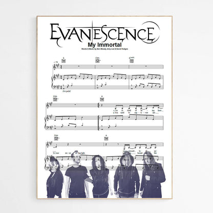 Evanescence My Immortal 2003 song lyric print UK — rock ballad wall art 260gsm archival matte Camden Market