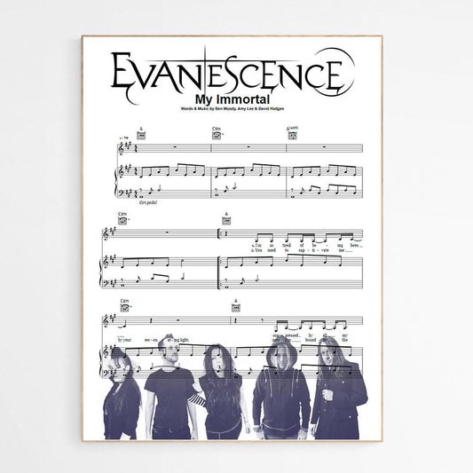 Evanescence My Immortal 2003 song lyric print UK — rock ballad wall art 260gsm archival matte Camden Market