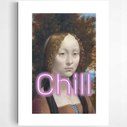 Ginevra de Benci Chill art print — Leonardo da Vinci portrait pop art style wall decoration UK
