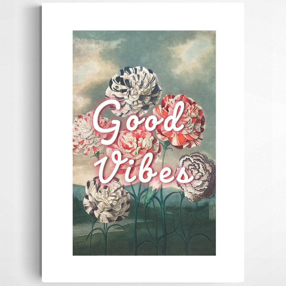 Good Vibes Only neon print — bold neon typography wall decoration positive energy UK
