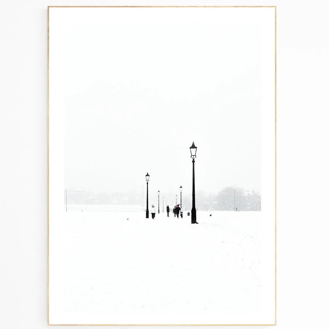 Hyde Park Snow London photography print — royal park winter snow frozen Serpentine trees wall art UK
 - 98types