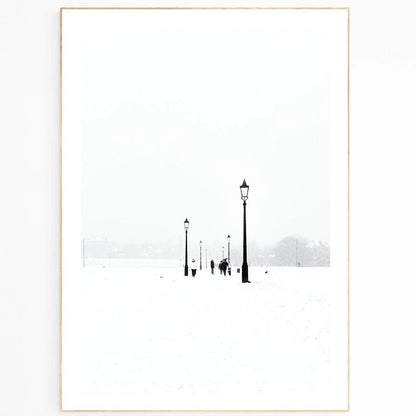 Hyde Park Snow London photography print — royal park winter snow frozen Serpentine trees wall art UK
 - 98types