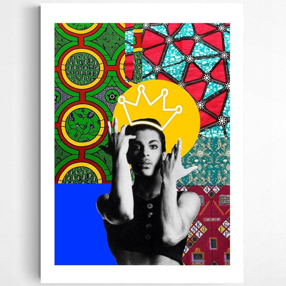 Iconic King Prince pop art poster — Prince Rogers Nelson bold pop art portrait wall decoration UK
