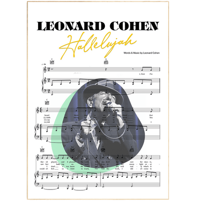 Leonard Cohen Hallelujah 1984 song lyric print UK — folk wall art 260gsm archival matte Camden Market