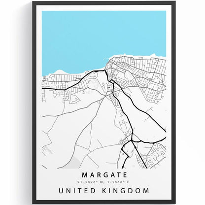 Margate Kent street map print — seaside town map wall art poster UK
 - 98types