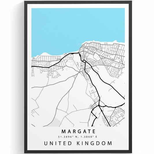 Margate Kent street map print — seaside town map wall art poster UK
 - 98types