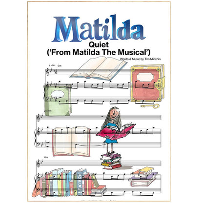 Matilda the Musical Quiet lyric print UK — RSC Broadway musical wall art 260gsm archival matte Camden Market