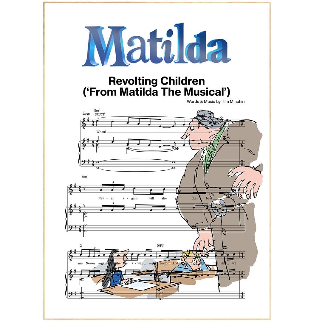 Matilda the Musical Revolting Children lyric print UK — RSC musical wall art 260gsm archival matte Camden Market