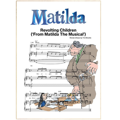 Matilda the Musical Revolting Children lyric print UK — RSC musical wall art 260gsm archival matte Camden Market