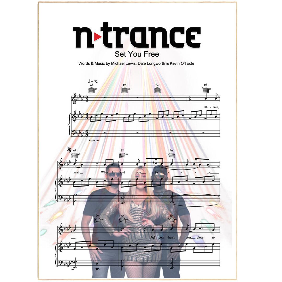 N-Trance Set You Free 1995 song lyric print UK — 90s dance rave wall art 260gsm archival matte Camden Market