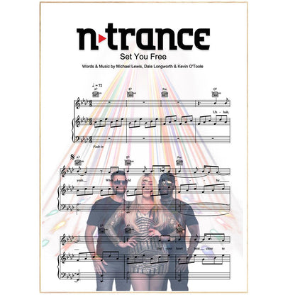 N-Trance Set You Free 1995 song lyric print UK — 90s dance rave wall art 260gsm archival matte Camden Market