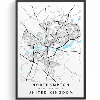 Northampton Northamptonshire street map print — town map wall art poster UK
 - 98types