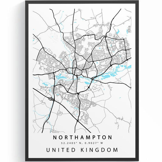 Northampton Northamptonshire street map print — town map wall art poster UK
 - 98types
