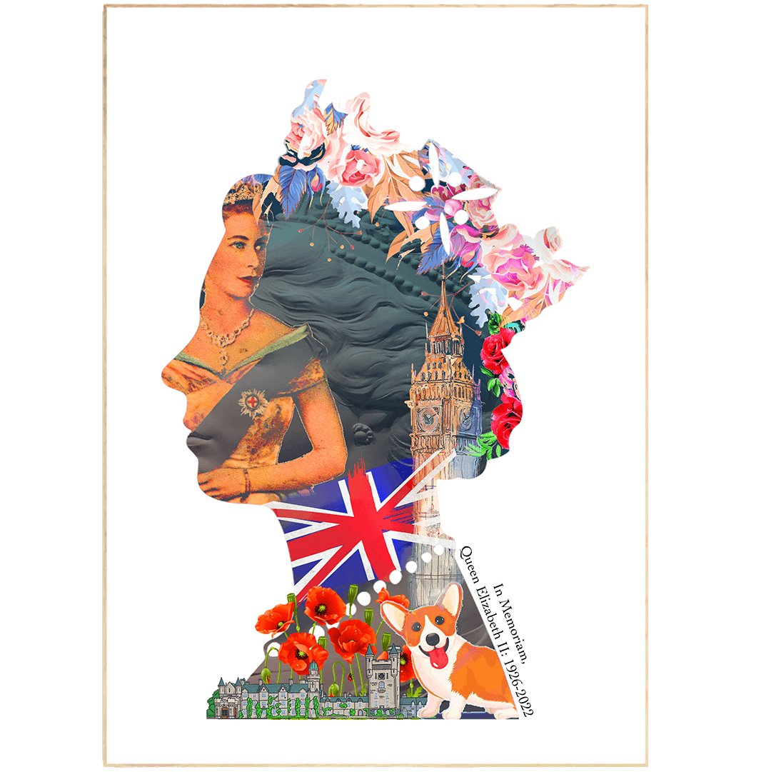 Queen Elizabeth wall art poster — iconic royal portrait pop art style home decoration UK
