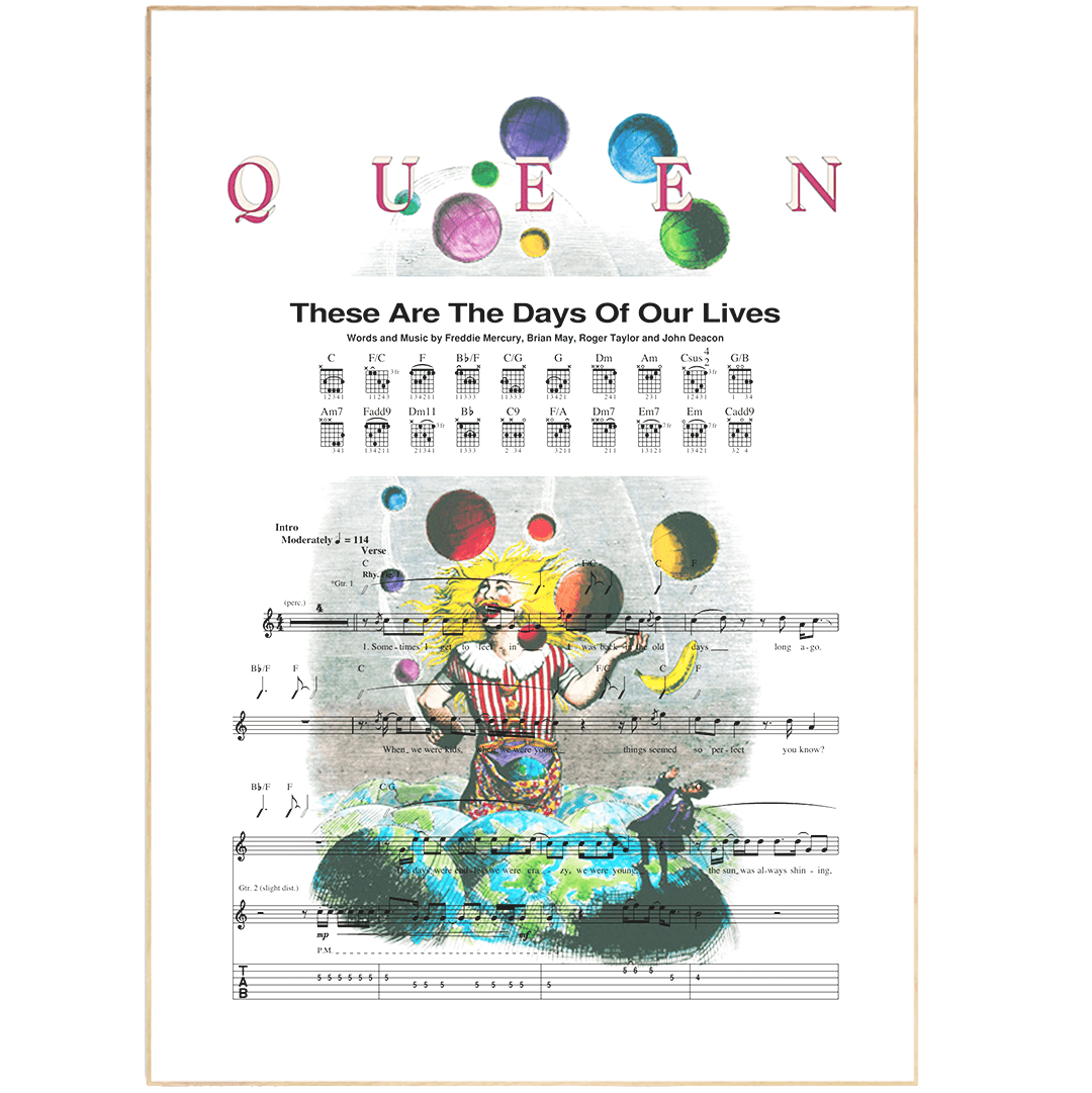 Queen These Are the Days of Our Lives 1991 song lyric print UK — Innuendo Freddie Mercury wall art 260gsm Camden
