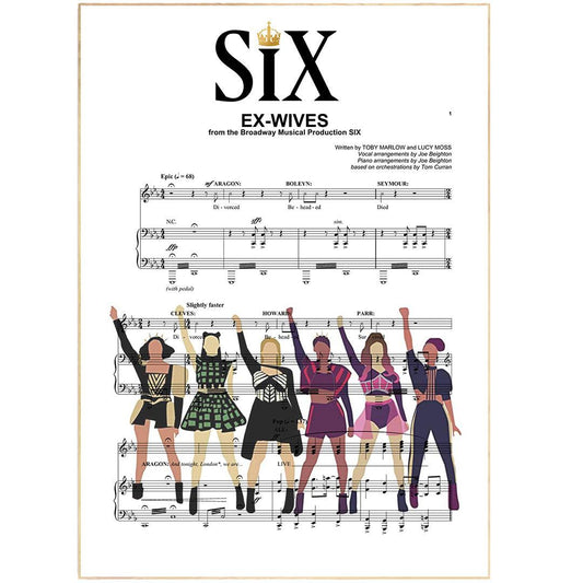 SIX the Musical Ex-Wives lyric print UK — West End musical wall art 260gsm archival matte Camden Market