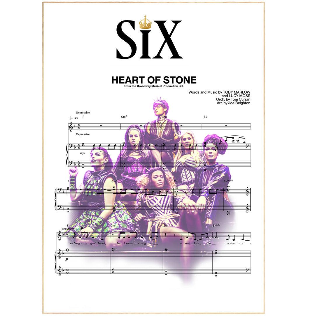 SIX the Musical Heart of Stone lyric print UK — Jane Seymour West End musical wall art 260gsm Camden Market