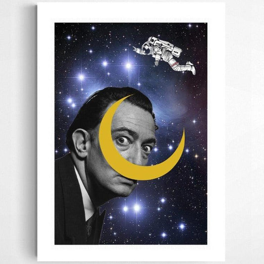 Salvador Dalí on the Moon pop art print — surrealist master lunar wall decoration UK
