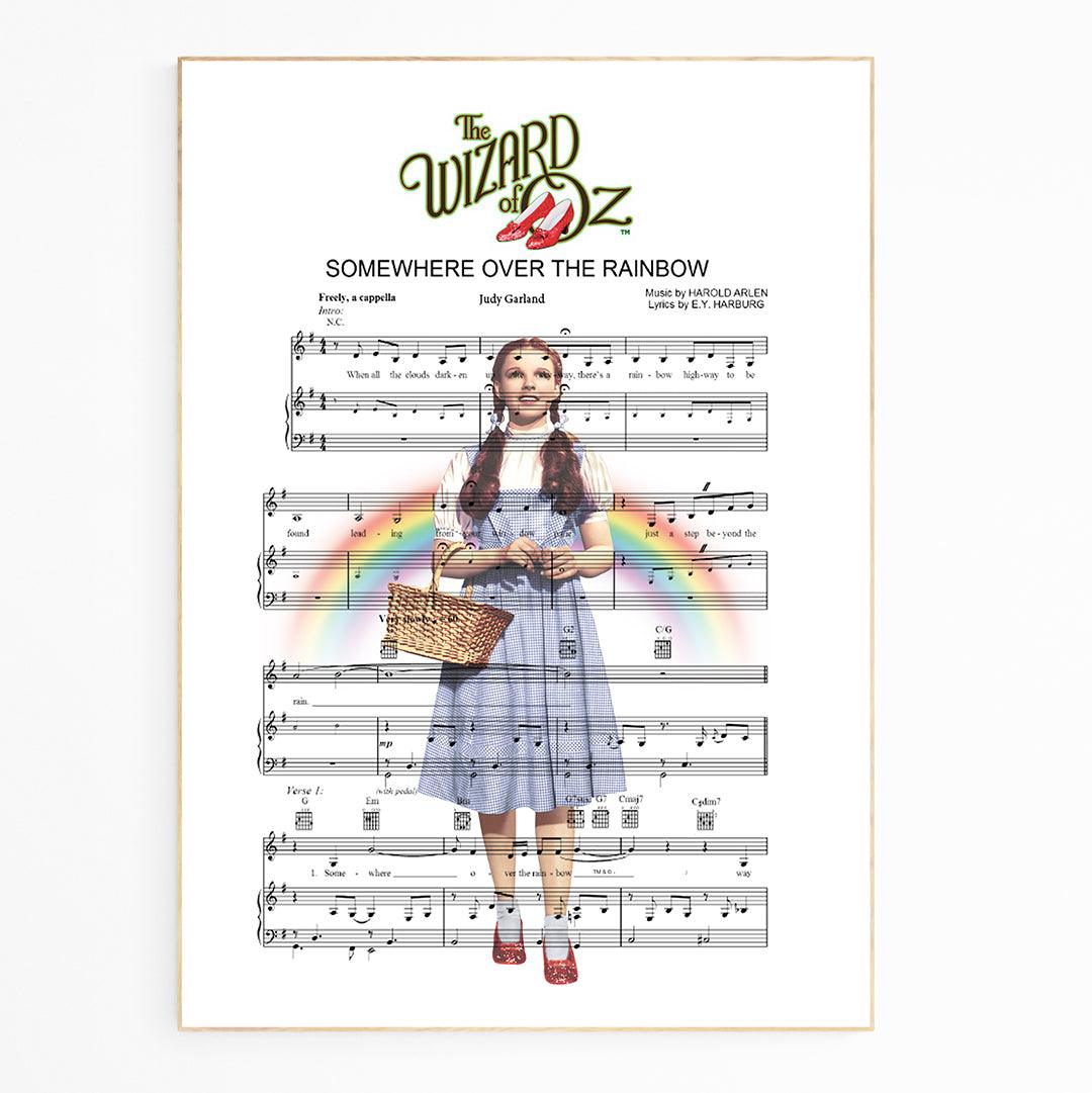 Somewhere Over the Rainbow Wizard of Oz 1939 Judy Garland lyric print UK — classic film song wall art 260gsm Camden