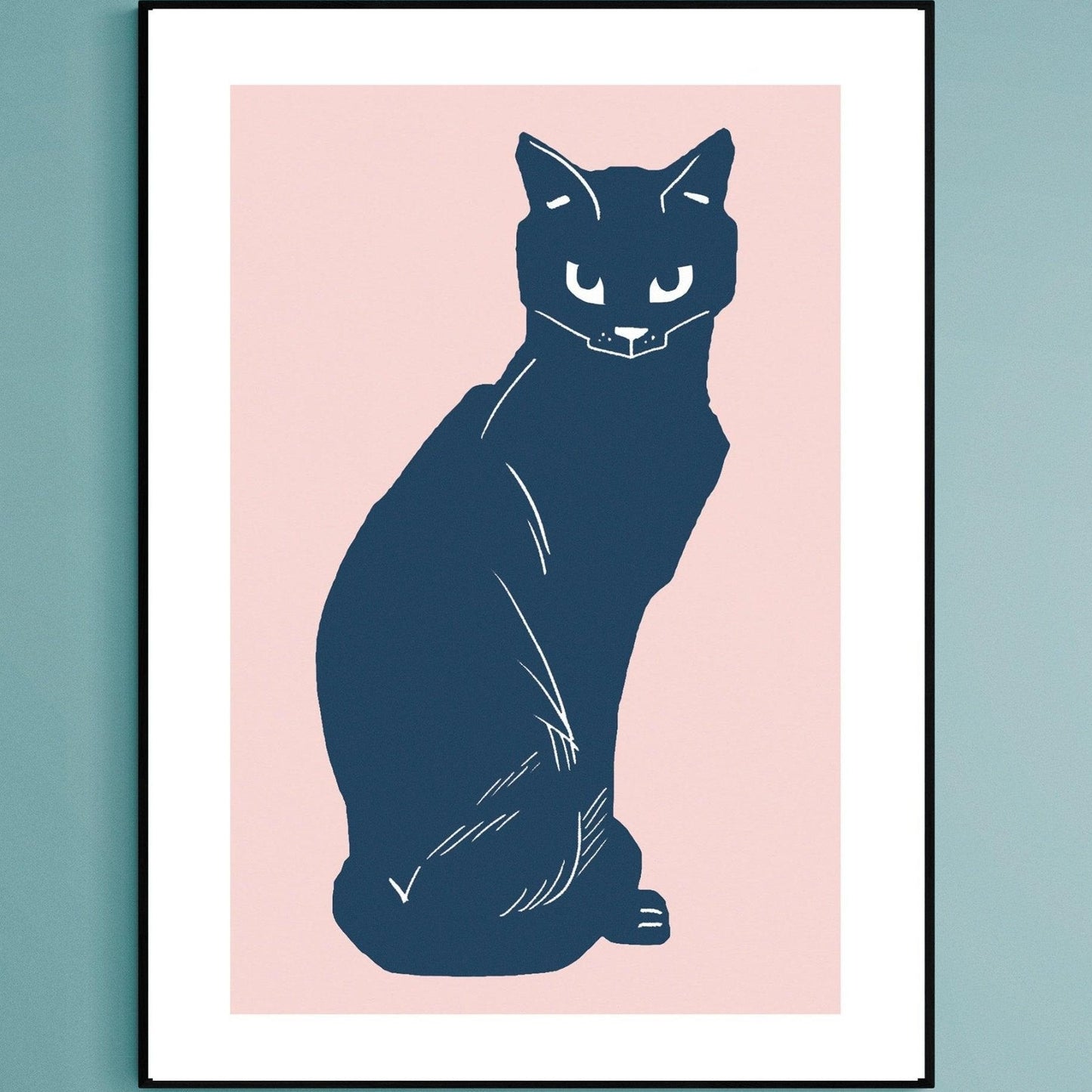 Suspicious Cat art print — funny suspicious cat meme pop art wall decoration UK
