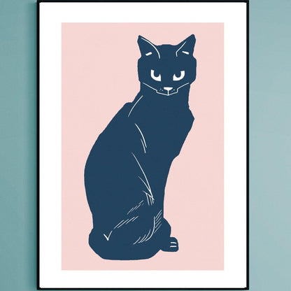 Suspicious Cat art print — funny suspicious cat meme pop art wall decoration UK
