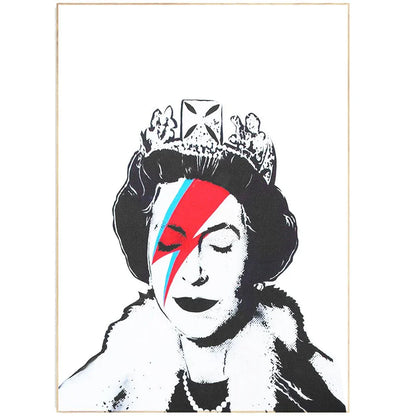 The Queen Graffiti street art poster — Queen Elizabeth punk urban graffiti wall art print UK
