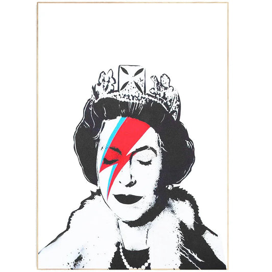 The Queen Graffiti street art poster — Queen Elizabeth punk urban graffiti wall art print UK
