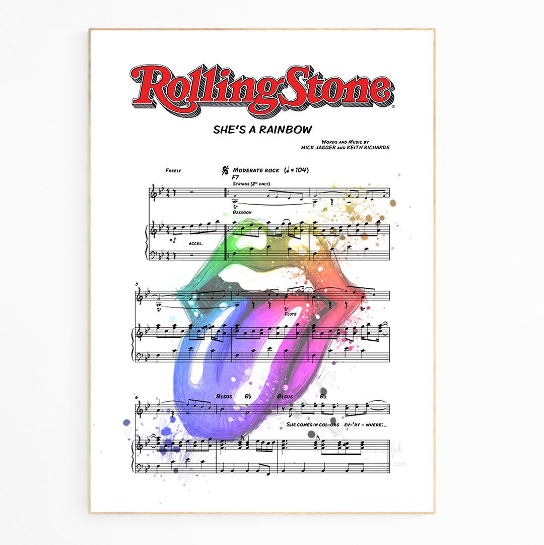 The Rolling Stones She's a Rainbow 1967 song lyric print UK — classic rock wall art 260gsm archival matte Camden Market