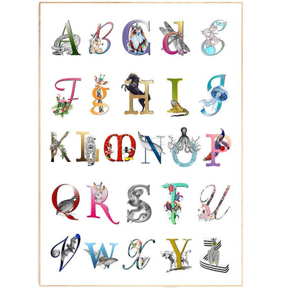 Animals Full Alphabet Poster - 98typesAnimals Alphabet