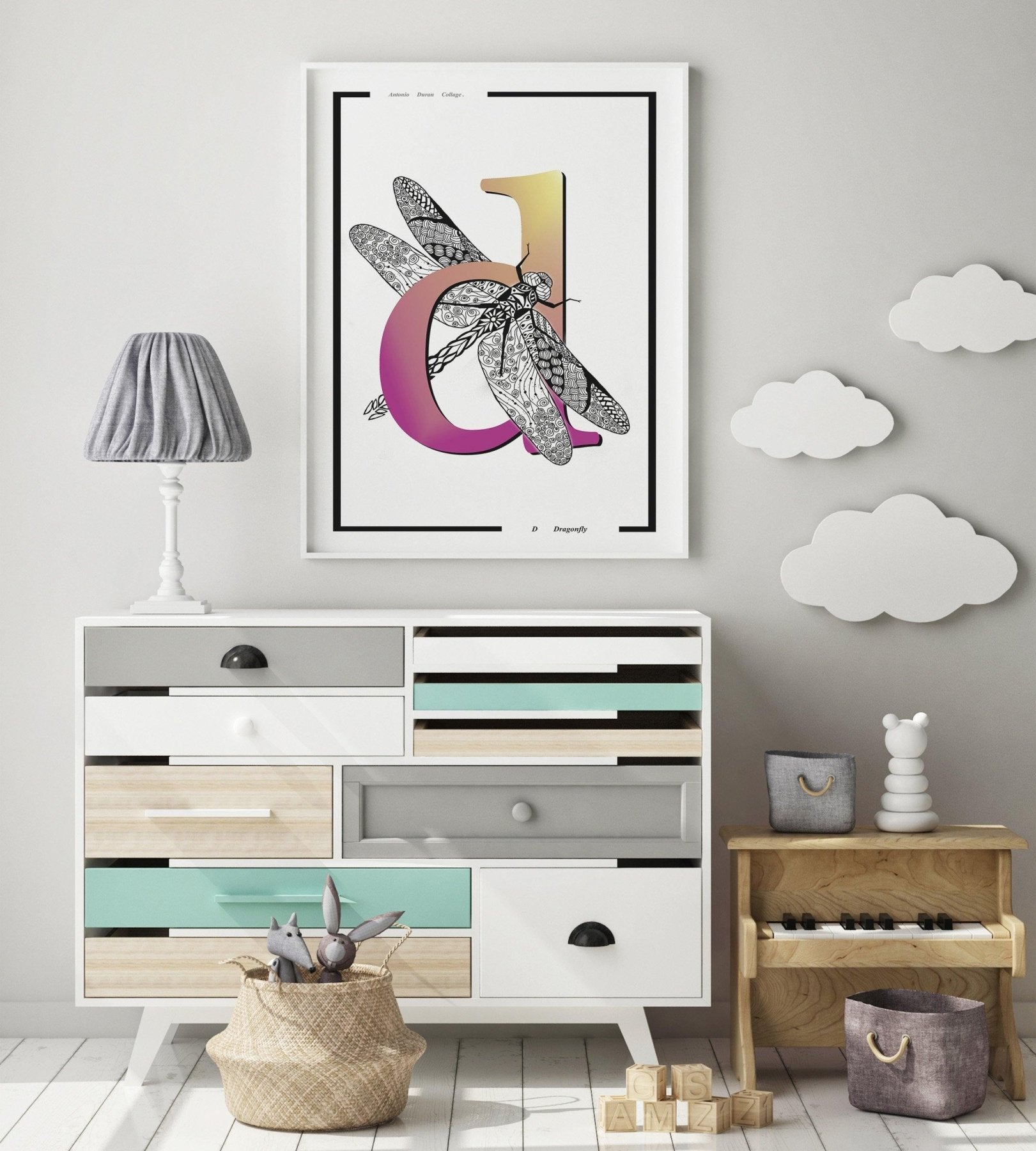 Dragonfly Letter D Print - 98typesAnimals Alphabet